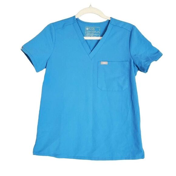 FIGS Women’s Blue Catarina One Pocket Short Sleeve Scrub Top Extra Small - Picture 1 of 5
